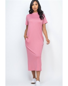 Женское платье-футболка с боковыми карманами, цвет polignac Fashnzfab