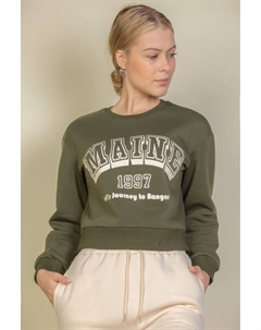 Женская толстовка с графическим принтом и заниженной линией плеч, оливковый Fashnzfab