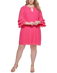 Плюс Женское Короткое Мини Платье с Вырезом-замочной скважиной, розовый Vince camuto
