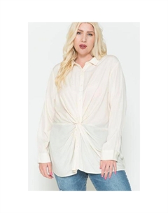 Рубашка свободного покроя из атласа с узором в виде перекрученного узла, слоновая кость Fashnzfab
