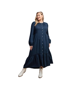 Платье макси с застежкой на пуговицы и асимметричным подолом в клетку, темно-синий Fashnzfab