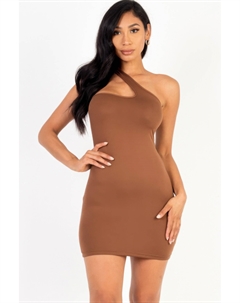 Женское облегающее мини-платье на одно плечо, цвет downtown brown Fashnzfab