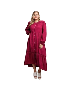 Платье макси с застежкой на пуговицы и асимметричным подолом в клетку, цвет plum Fashnzfab