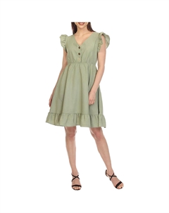 Женское мини-платье из эластичного хлопка с оборками, цвет sage White mark