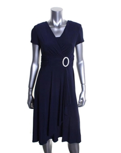 Женское коктейльное платье длиной до колен из матового джерси, темно-синий R&m richards