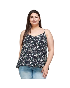 Топ-комбинезон большого размера с мелким цветочным принтом, темно-синий Fashnzfab