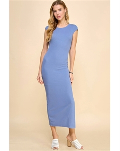 Женское платье макси с круглым вырезом, рукавами-крылышками и подкладкой, цвет blush blue Fashnzfab