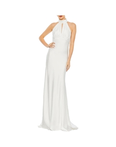 Женское атласное платье-футляр макси, белый Mac duggal