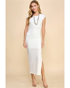 Женское платье макси с круглым вырезом, рукавами-крылышками и подкладкой, цвет soft white Fashnzfab