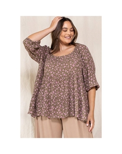 Топ с квадратным вырезом и крошечным цветочным принтом, оливковый Fashnzfab