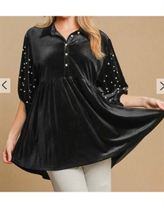 Верх-туника Velvet Pearl с ярусами черного цвета Umgee