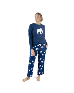 Рождественская женская хлопковая пижама с верхом и фланелью Polar Bear Leveret
