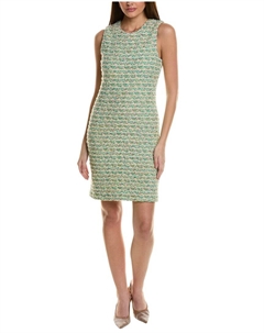 Платье-футляр из твида, синий St. john