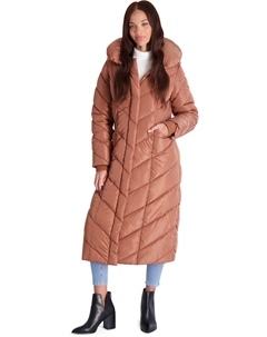 Женское стеганое макси-пальто с флисовой подкладкой, коричневый Steve madden