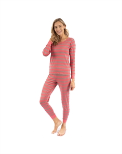 Женская пижама из двух частей из хлопка в полоску, цвет rose & antler Leveret