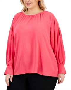 Женская фактурная блузка из полиэстера размера плюс, цвет rose bud Calvin klein