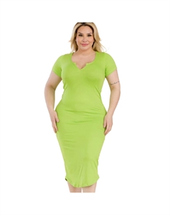 Платье-миди с разрезом на шее больших размеров, цвет lime Fashnzfab