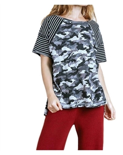 Топ в полоску и камуфляж серого цвета Umgee