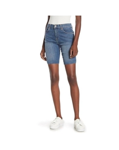 Короткие джинсовые шорты Bermuda с необработанным краем и высокой талией, синие 7 for all mankind