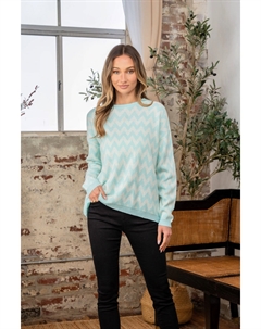 Длинный рукав свитера с контрастными волнистыми полосками, мятный/белый Fashnzfab