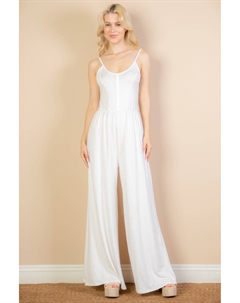 Женский комбинезон с широкими штанинами и пуговицами спереди, белый Fashnzfab