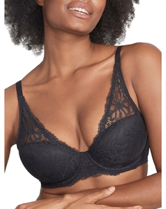 Женский кружевной бюстгальтер с глубоким вырезом и легкой подкладкой, черный Camio mio