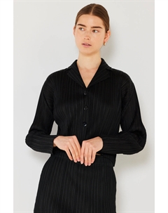 Укороченная плиссированная рубашка на пуговицах, черный Fashnzfab