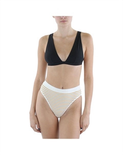 Женские полосатые текстурированные плавки раздельные, белый L*space