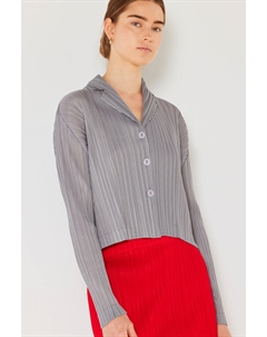 Укороченная плиссированная рубашка на пуговицах, серый Fashnzfab