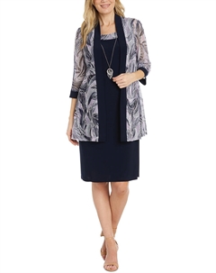 Женский принтованный полиэстеровый блейзер с открытым передом, темно-синий/сиреневый R&m richards