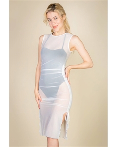 Женское сетчатое платье миди с завязками по бокам, белый Fashnzfab