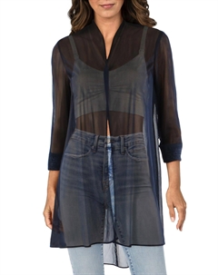 Женский сетчатый прозрачный блейзер Duster, темно-синий R&m richards