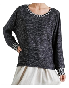 Топ с отделкой в ​​виде животного принта в угольном цвете, цвет charcoal Umgee