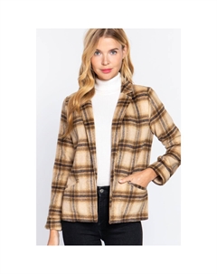 Пиджак в клетку с зазубренным воротником, серо-коричневый Fashnzfab