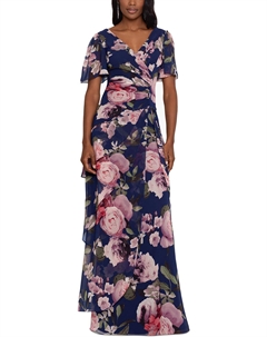 Платье макси из шифона для миниатюрных женщин, цвет navy multi Xscape