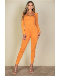Женский облегающий комбинезон с круглым вырезом и длинными рукавами, цвет tomato cream Fashnzfab