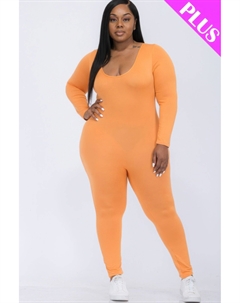 Женский комбинезон большого размера с круглым вырезом и длинными рукавами, цвет tomato cream Fashnzfab