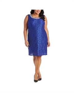 Плюс Женское Кружевное Блестящее Коктейльное Платье, цвет royal R&m richards