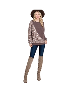 Милый французский терри с рисунком в виде животных и контрастным принтом, пуловер с манжетами, коричневый Fashnzfab