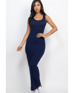 Женское однотонное базовое макси-платье, темно-синий Fashnzfab