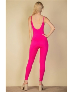 Женский однотонный облегающий комбинезон на бретелях, цвет electric pink Fashnzfab