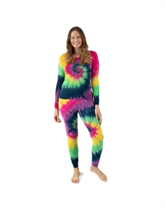 Женская пижама из двух частей из хлопка с принтом тай-дай, цвет tie dye swirl girls Leveret