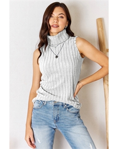 Ребристая водолазка полного размера, светло-серый Fashnzfab