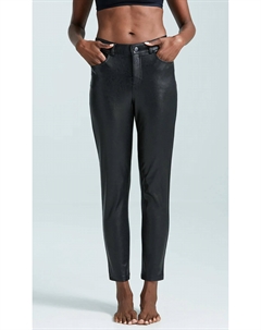 Брюки из искусственной кожи с пятью карманами черного цвета Commando