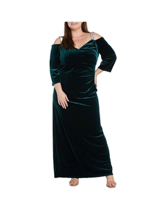 Плюс Женское бархатное вечернее платье со стразами R&m richards