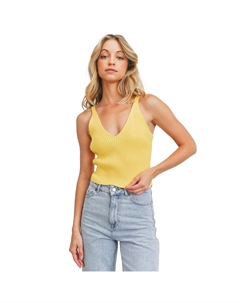 Топ без рукавов в рубчик, желтый Fashnzfab