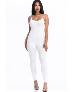 Женский однотонный облегающий комбинезон на бретелях, белый Fashnzfab