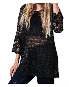 Туника из кружева крючком черного цвета Umgee
