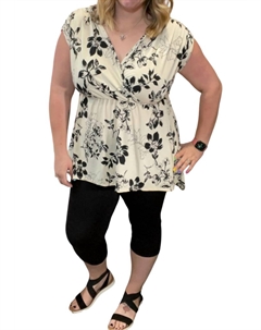 Туника Hi-Low с цветочным принтом бежевого цвета White birch