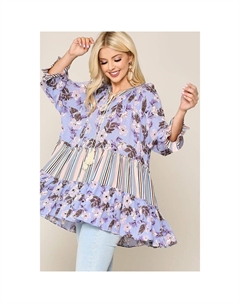 Комбинируйте и сочетайте топ в крестьянском стиле с завязками-кисточками, цвет lilac mix Fashnzfab
